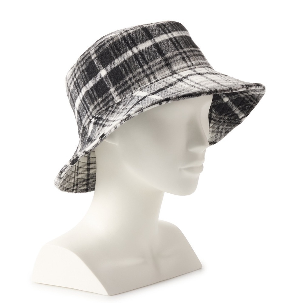 🆕Sonoma Adjustable Plaid Bucket Hat Black/White